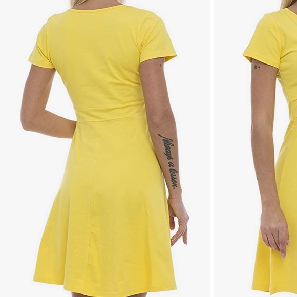 MSBasic Cross Wrap A-Line Yellow Dress. Size M. Like New Condition. - Picture 2 of 12
